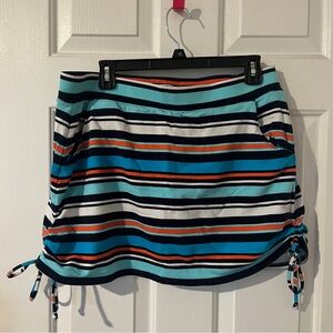 Striped mini skirt with drawstrings
